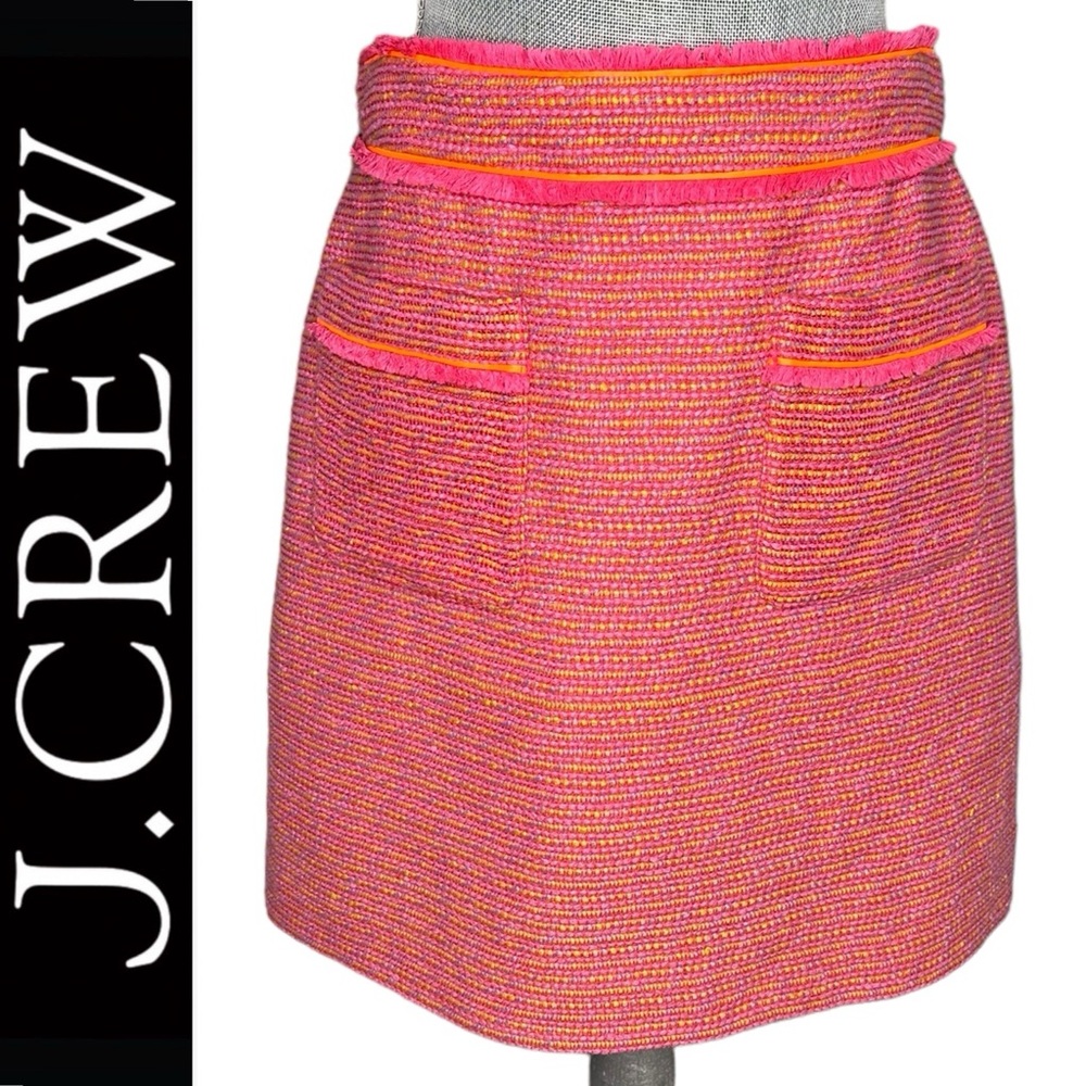 J. Crew Tweed Multi-Color Pink Pockets Zip Lined Size 8 New Without Tags